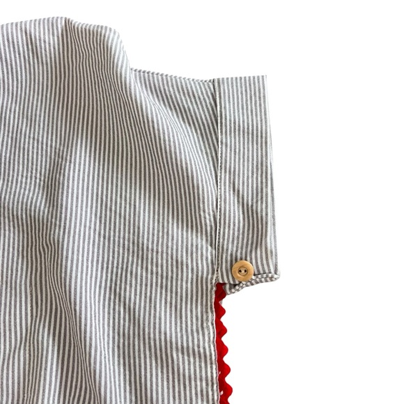 Lime Ricki grey & white pin striped women’s Caftan Red Trim & Tassles - Picture 5 of 9